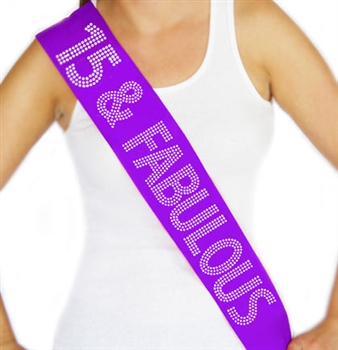 "15 & Fabulous" Rhinestone Sash | Premium Birthday Sashes | RhinestoneSash.com