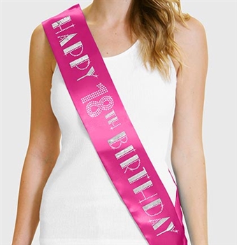 Happy 18th Birthday Foil & Rhinestone Sash | Birthday Sashes | RhinestoneSash.com