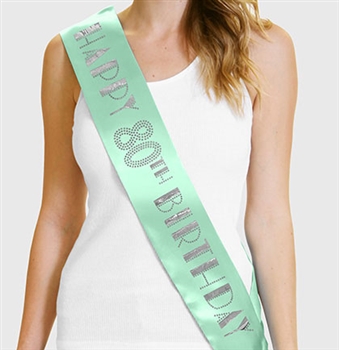 Happy 80th Birthday Foil & Rhinestone Sash | Birthday Sashes | RhinestoneSash.com