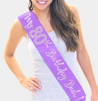 "My 80th Birthday Bash!" Rhinestone Sash | Birthday Sashes | RhinestoneSash.com