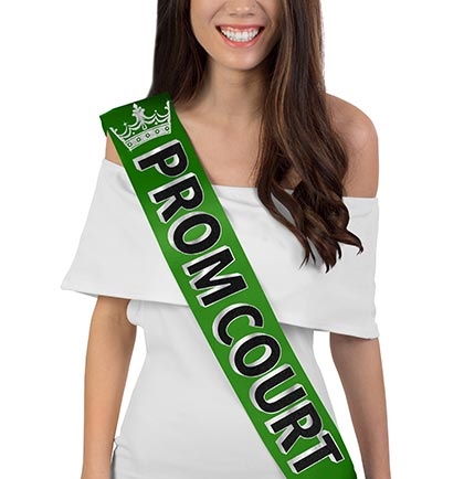 Prom Court w/Crown Black Glitter Sash