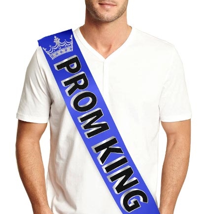 Prom King w/Crown Black Glitter Sash