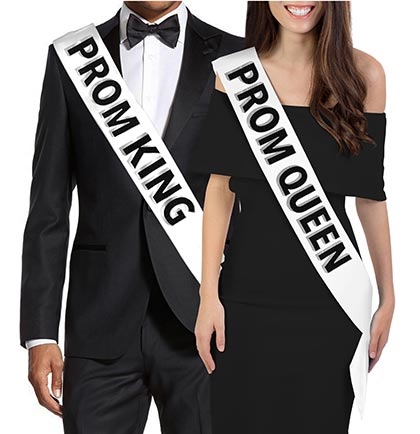 Prom King Black Glitter Sash