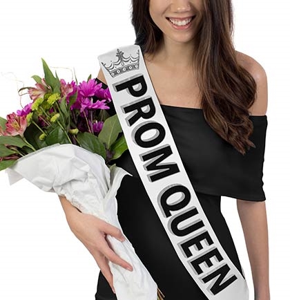 Prom Queen w/Crown Black Glitter Sash