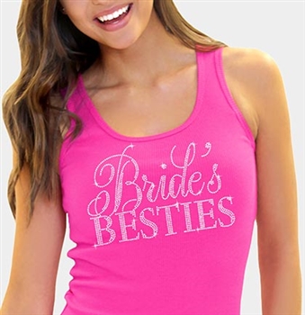 Flirty Bride's Besties Hot Pink Rhinestone Tank Top