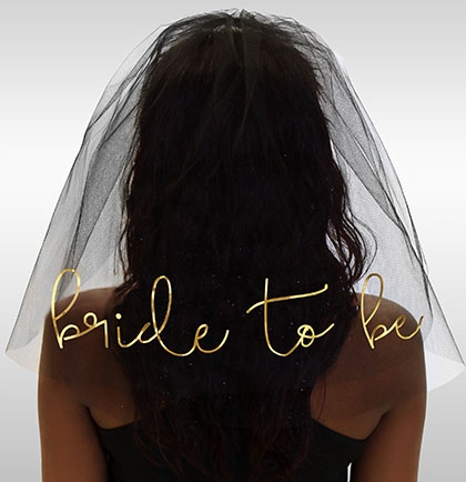 Bride to Be Gold Foil Veil: White