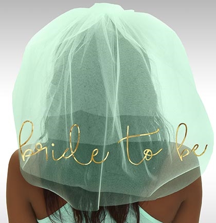 Bride to Be Gold Foil Veil: White