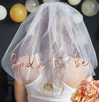 Rose Gold Bride Veil - White